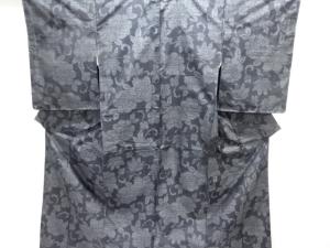 未使用品　花唐草模様織り出し本場泥大島紬着物